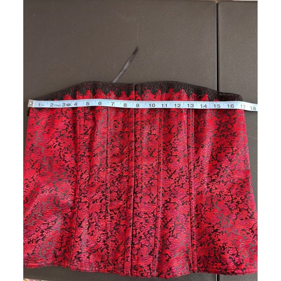 Cacique Corset Lingerie Lace Red Black Vamp Whimsigoth Witchy Intimates Size 40 - Picture 12 of 13
